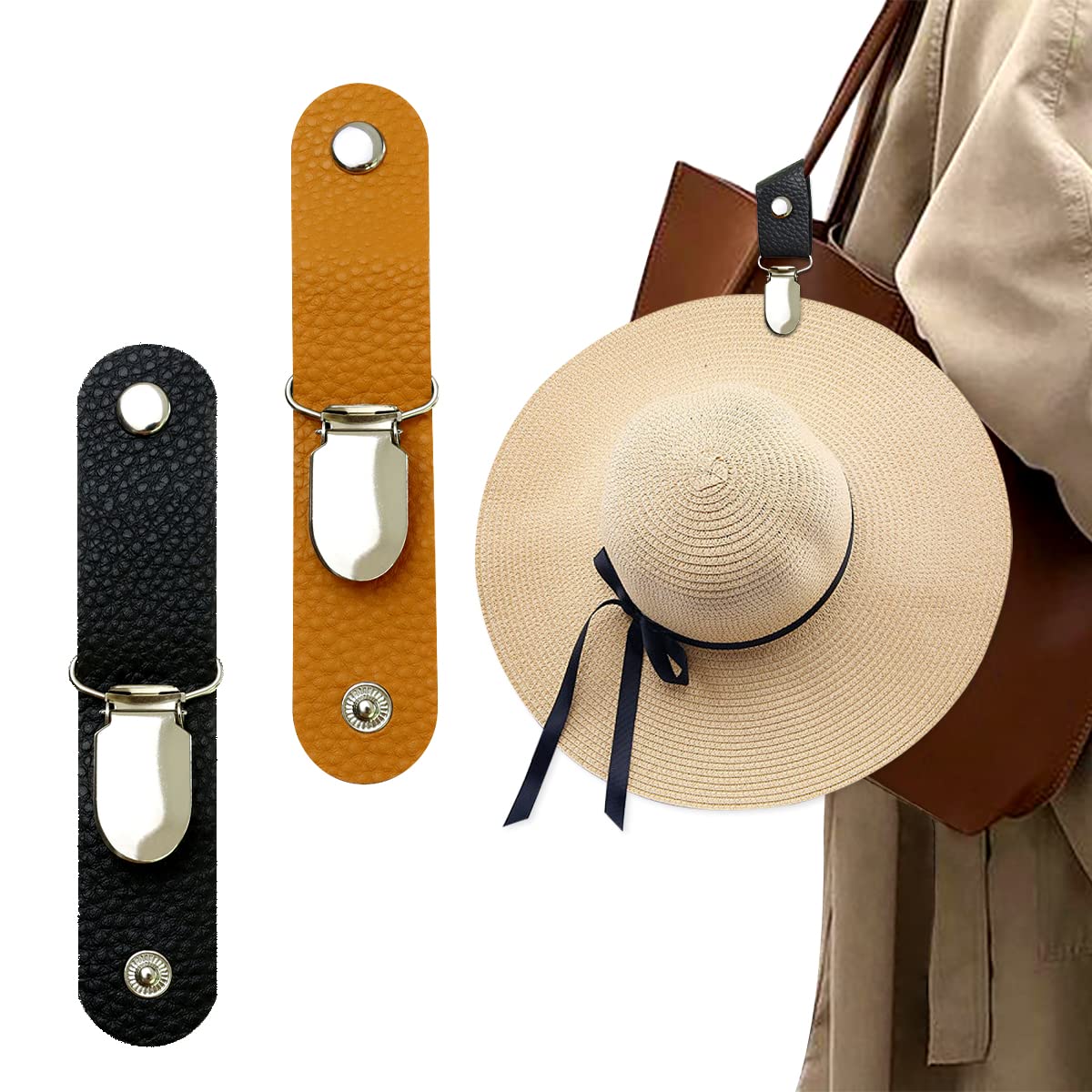 Men Accessories For Beach - PU Leather Hat Clip for Travel