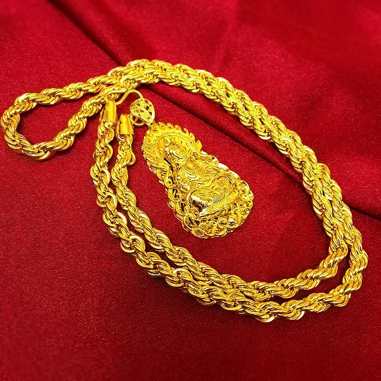 Men's AU999 24K Real Gold Neck - Men Accessories Look 评论和价格