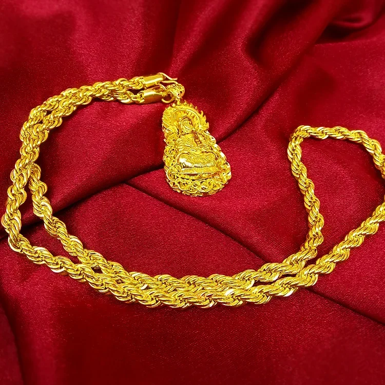 Men's AU999 24K Real Gold Neck - Men Accessories Look 评论和价格