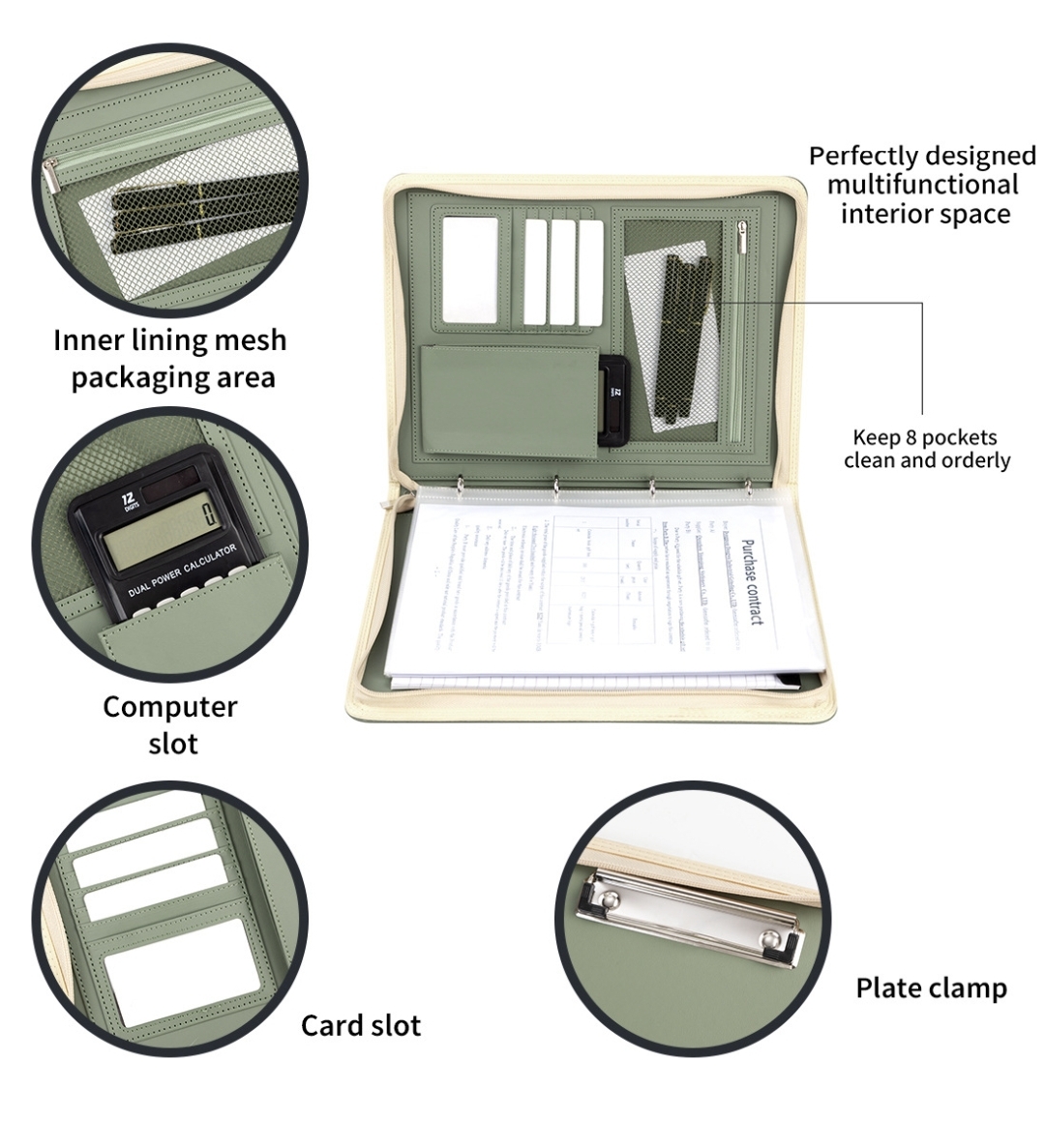 New A4 Zippered Padfolio Folde - Men Accessories Box 评论和价格