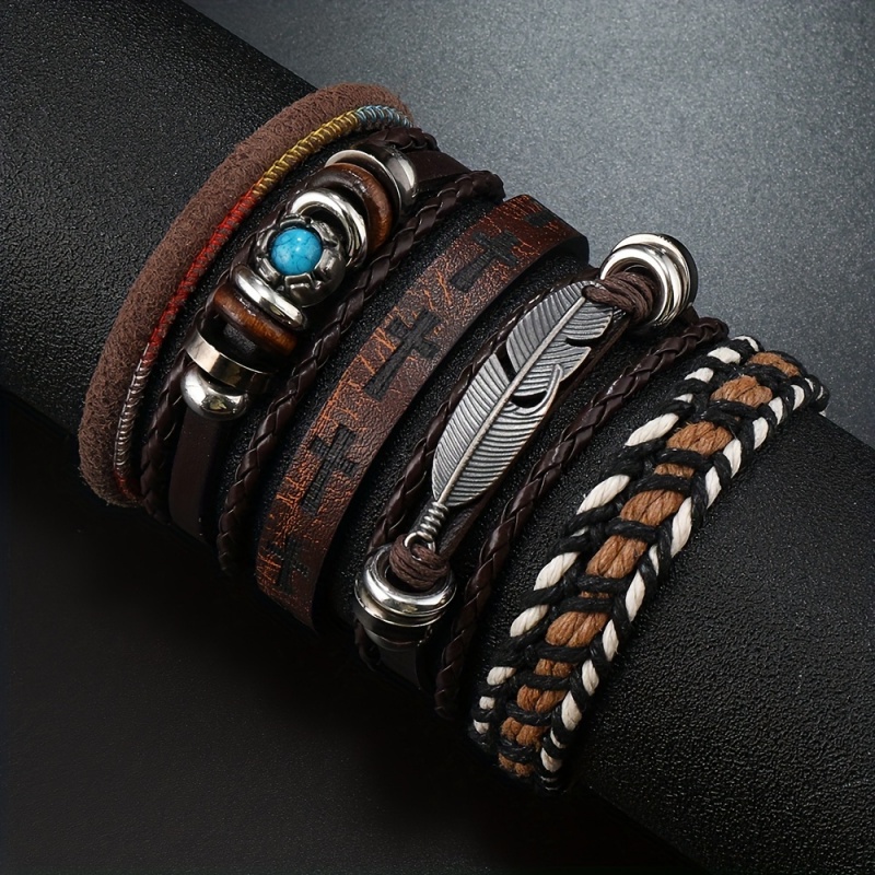 Miss JQ 6Pcs/Set Vintage PU Le - Men Accessories Look 评论和价格