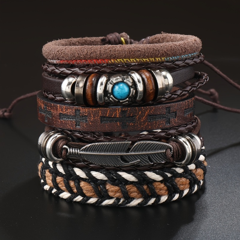 Miss JQ 6Pcs/Set Vintage PU Le - Men Accessories Look 评论和价格