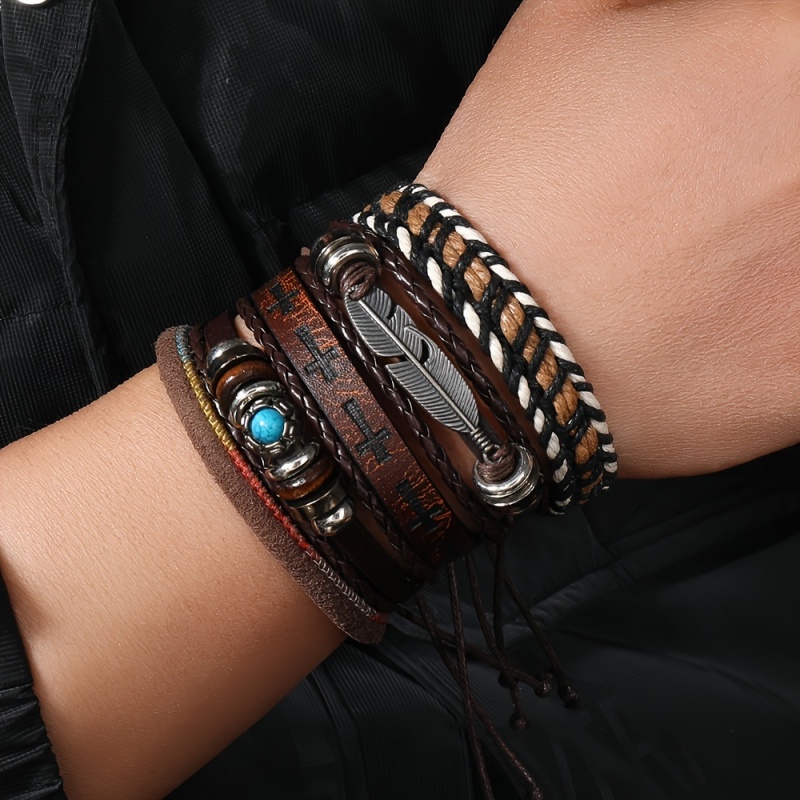 Miss JQ 6Pcs/Set Vintage PU Le - Men Accessories Look 评论和价格