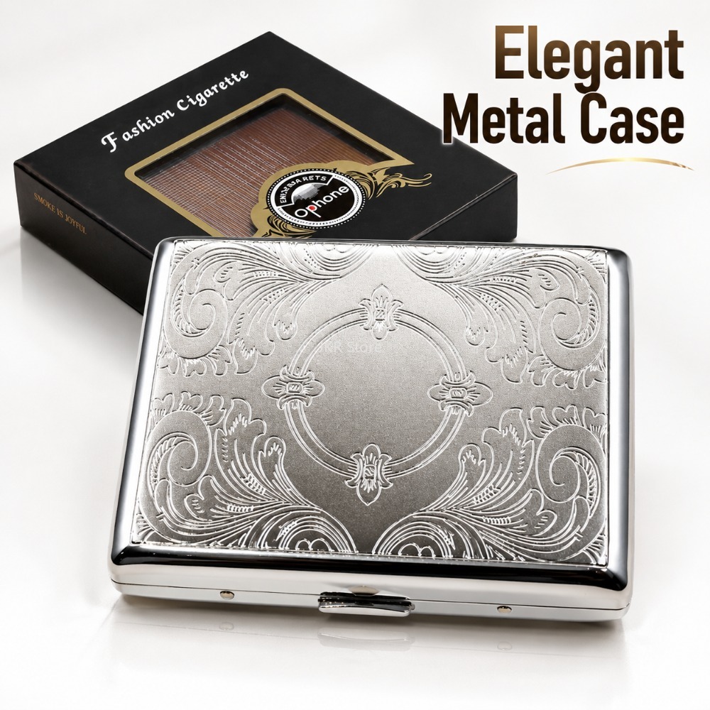 Stainless Steel Cigarette Box  - Men Accessories Box 评论和价格