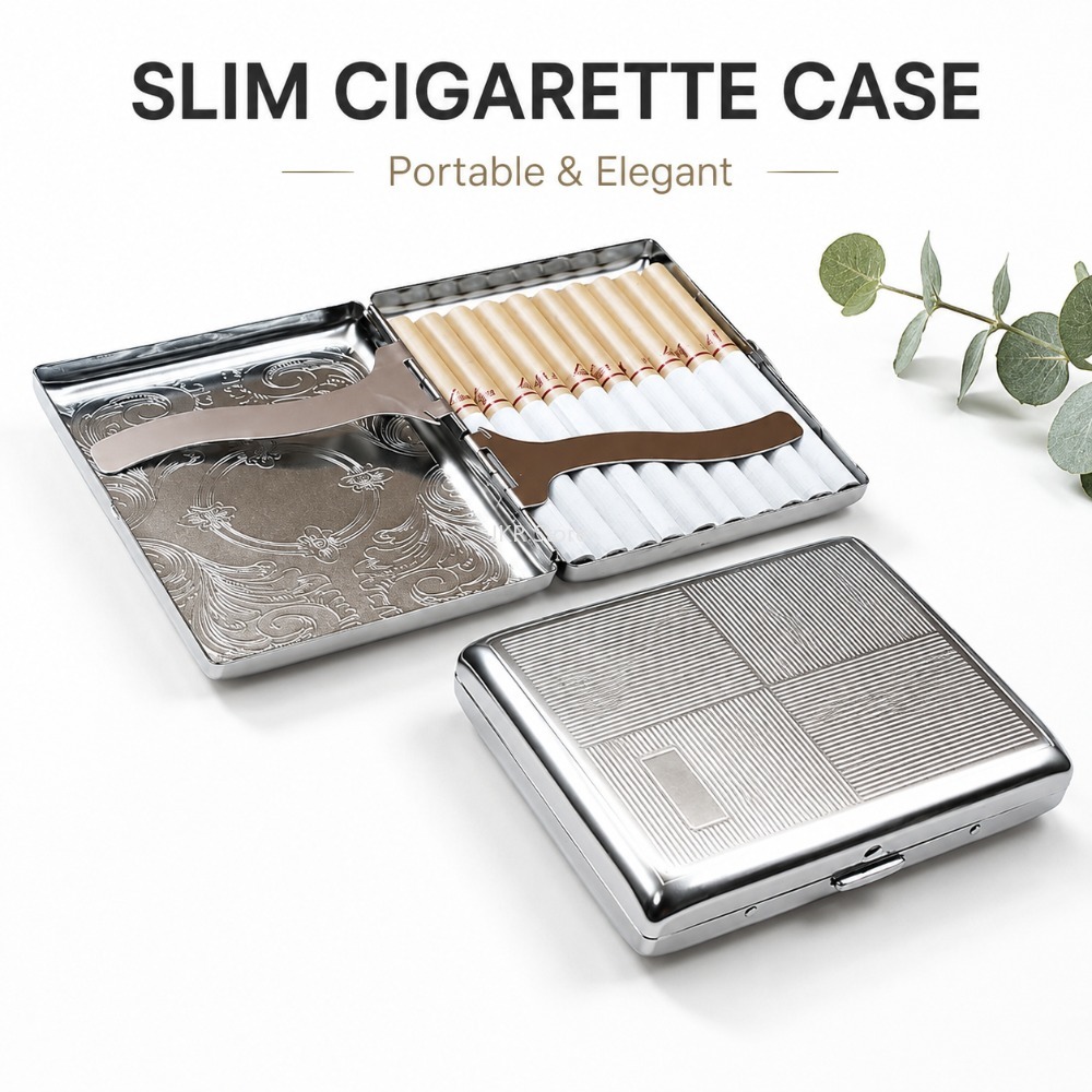 Stainless Steel Cigarette Box  - Men Accessories Box 评论和价格