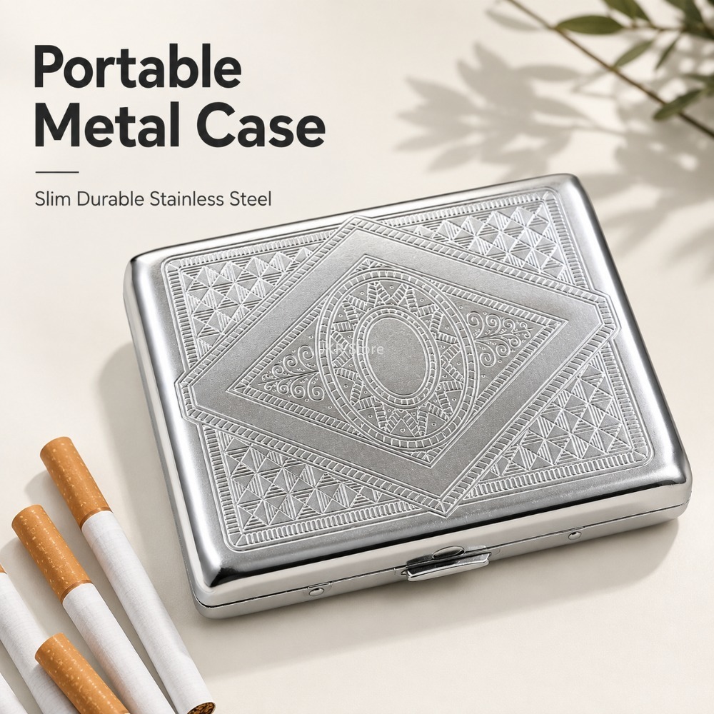 Stainless Steel Cigarette Box  - Men Accessories Box 评论和价格
