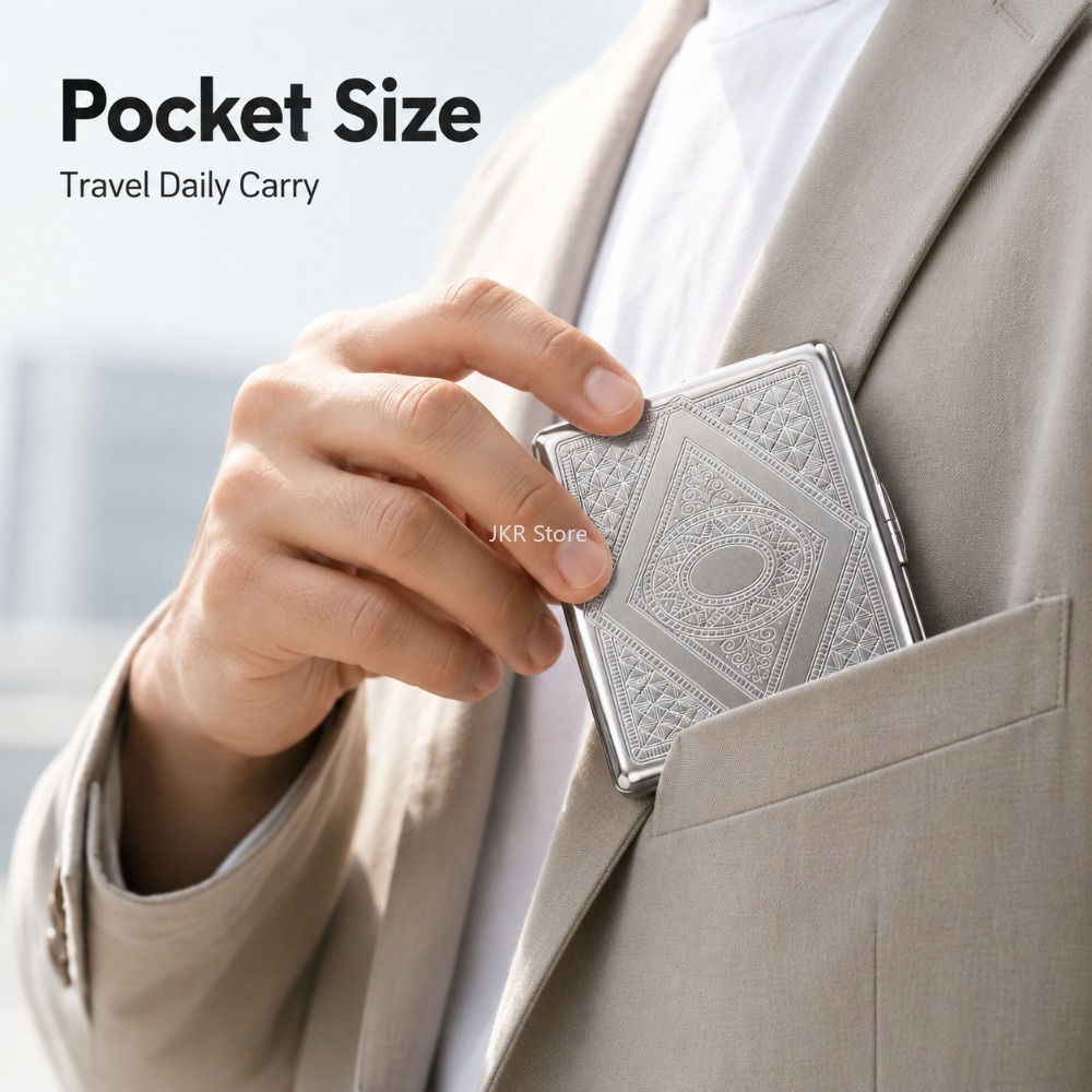 Stainless Steel Cigarette Box  - Men Accessories Box 评论和价格