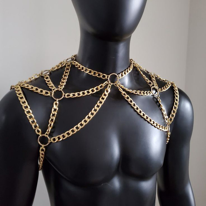 Punk Men Shoulder Body Chain B - Men Accessories For Beach 评论和价格