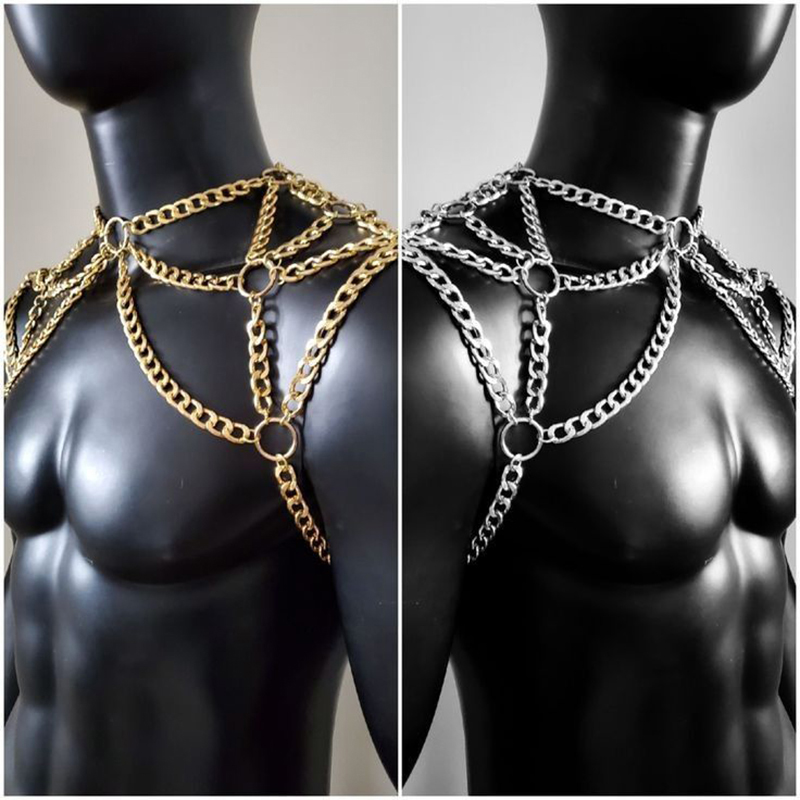 Punk Men Shoulder Body Chain B - Men Accessories For Beach 评论和价格