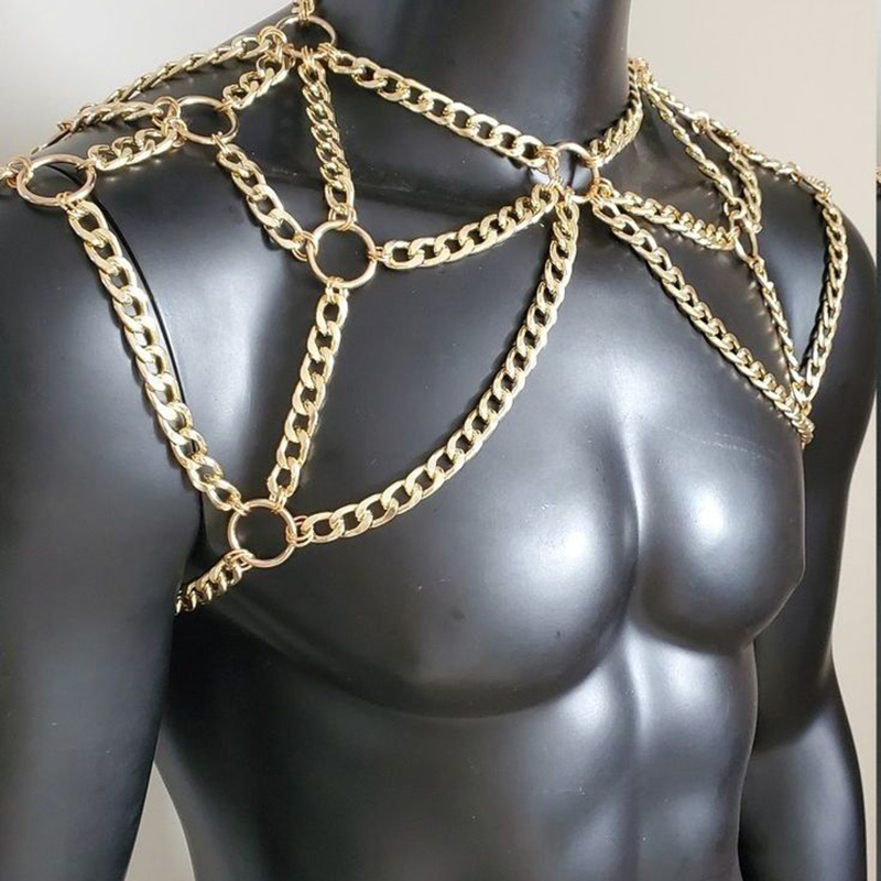 Punk Men Shoulder Body Chain B - Men Accessories For Beach 评论和价格