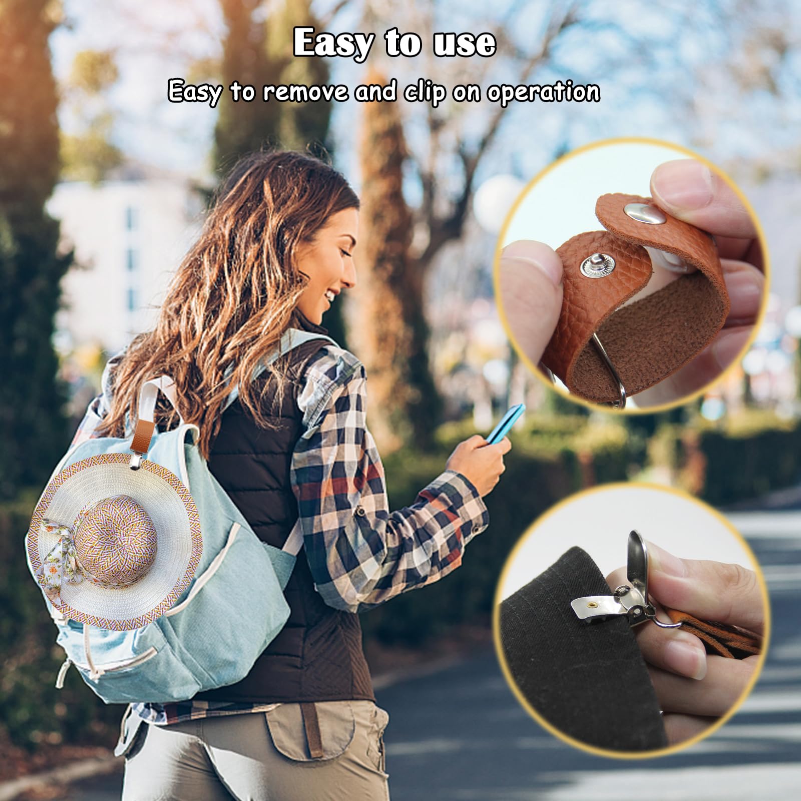 PU Leather Hat Clip for Travel - Men Accessories For Beach 评论和价格