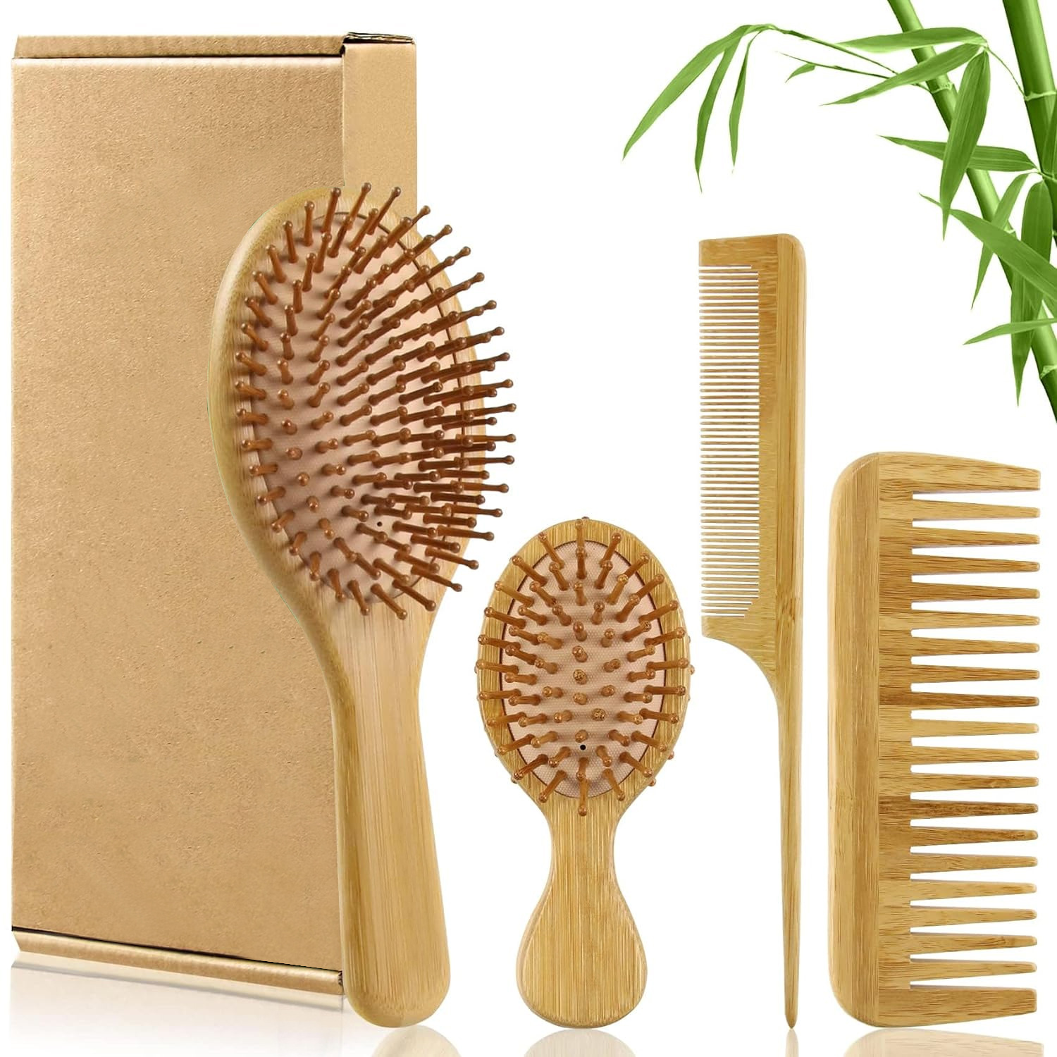 Bamboo Hair Brush Comb Set for - Men Accessories Combo 评论和价格